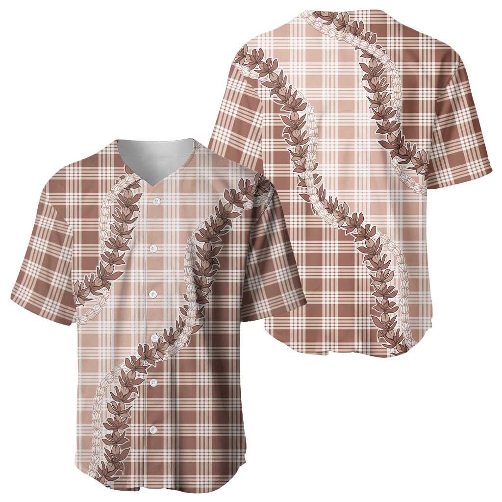 Beige Hawaii Palaka Baseball Jersey Hawaiian Pikake Lei LT05 - Polynesian Pride