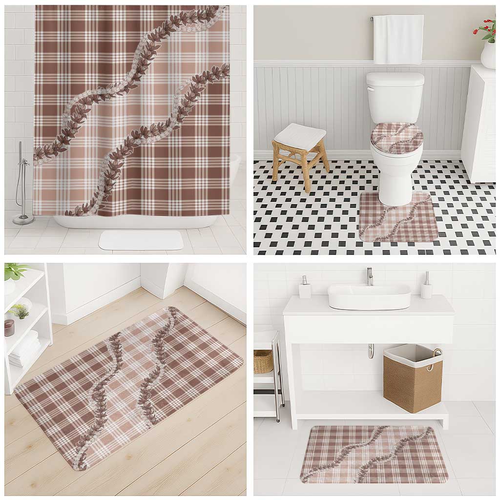 Beige Hawaii Palaka Bathroom Set Hawaiian Pikake Lei LT05 - Polynesian Pride