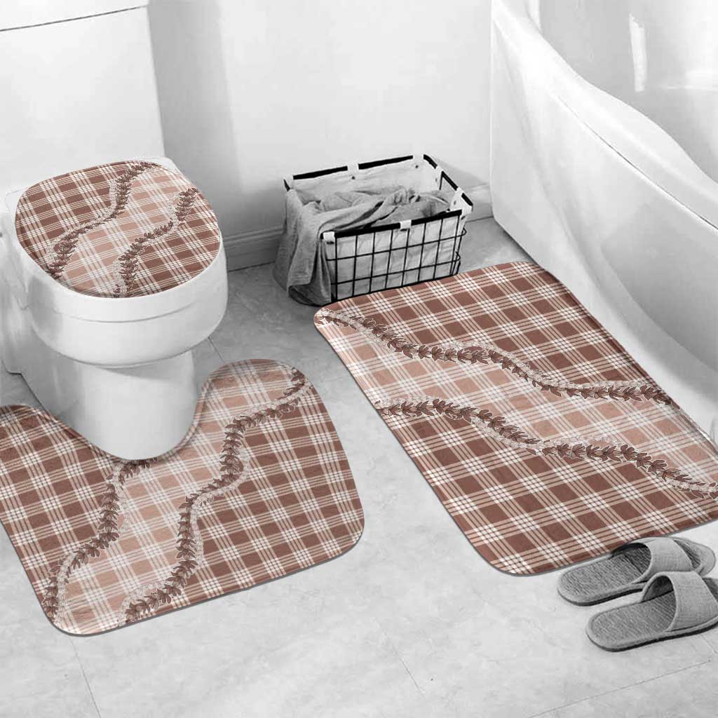Beige Hawaii Palaka Bathroom Set Hawaiian Pikake Lei LT05 Mat Set Only (3 pcs) One Size Beige - Polynesian Pride