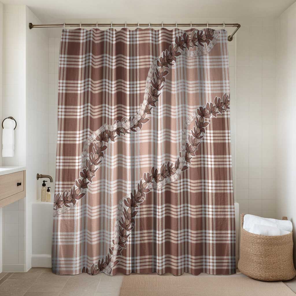 Beige Hawaii Palaka Bathroom Set Hawaiian Pikake Lei LT05 Shower Curtain Only Beige - Polynesian Pride