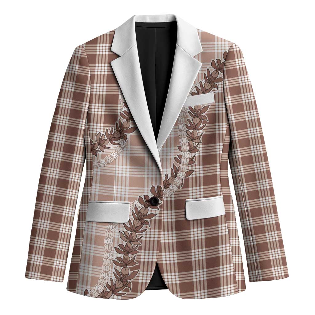 Beige Hawaii Palaka Blazer Hawaiian Pikake Lei LT05 Unisex Beige - Polynesian Pride