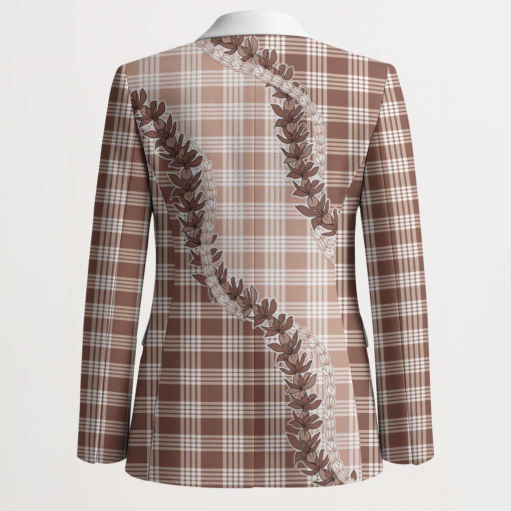 Beige Hawaii Palaka Blazer Hawaiian Pikake Lei LT05 - Polynesian Pride