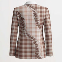 Beige Hawaii Palaka Blazer Hawaiian Pikake Lei LT05 - Polynesian Pride