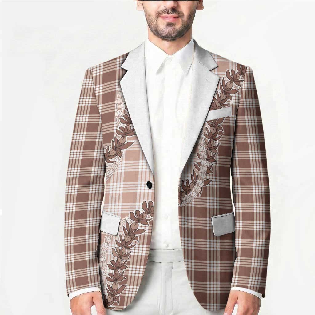 Beige Hawaii Palaka Blazer Hawaiian Pikake Lei LT05 - Polynesian Pride