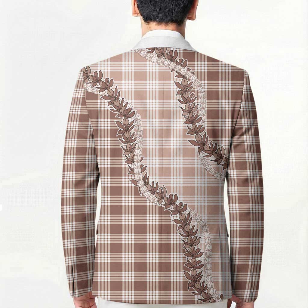 Beige Hawaii Palaka Blazer Hawaiian Pikake Lei LT05 - Polynesian Pride