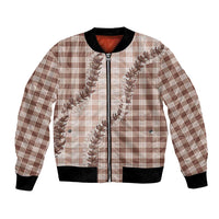 Beige Hawaii Palaka Bomber Jacket Hawaiian Pikake Lei LT05 Unisex Beige - Polynesian Pride
