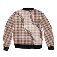 Beige Hawaii Palaka Bomber Jacket Hawaiian Pikake Lei LT05 - Polynesian Pride