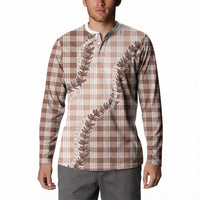 Beige Hawaii Palaka Button Sweatshirt Hawaiian Pikake Lei LT05 - Polynesian Pride