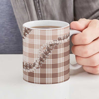 Beige Hawaii Palaka Ceramic Mug Hawaiian Pikake Lei LT05 - Polynesian Pride
