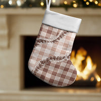 Beige Hawaii Palaka Christmas Stocking Hawaiian Pikake Lei