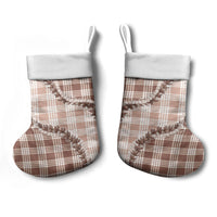 Beige Hawaii Palaka Christmas Stocking Hawaiian Pikake Lei