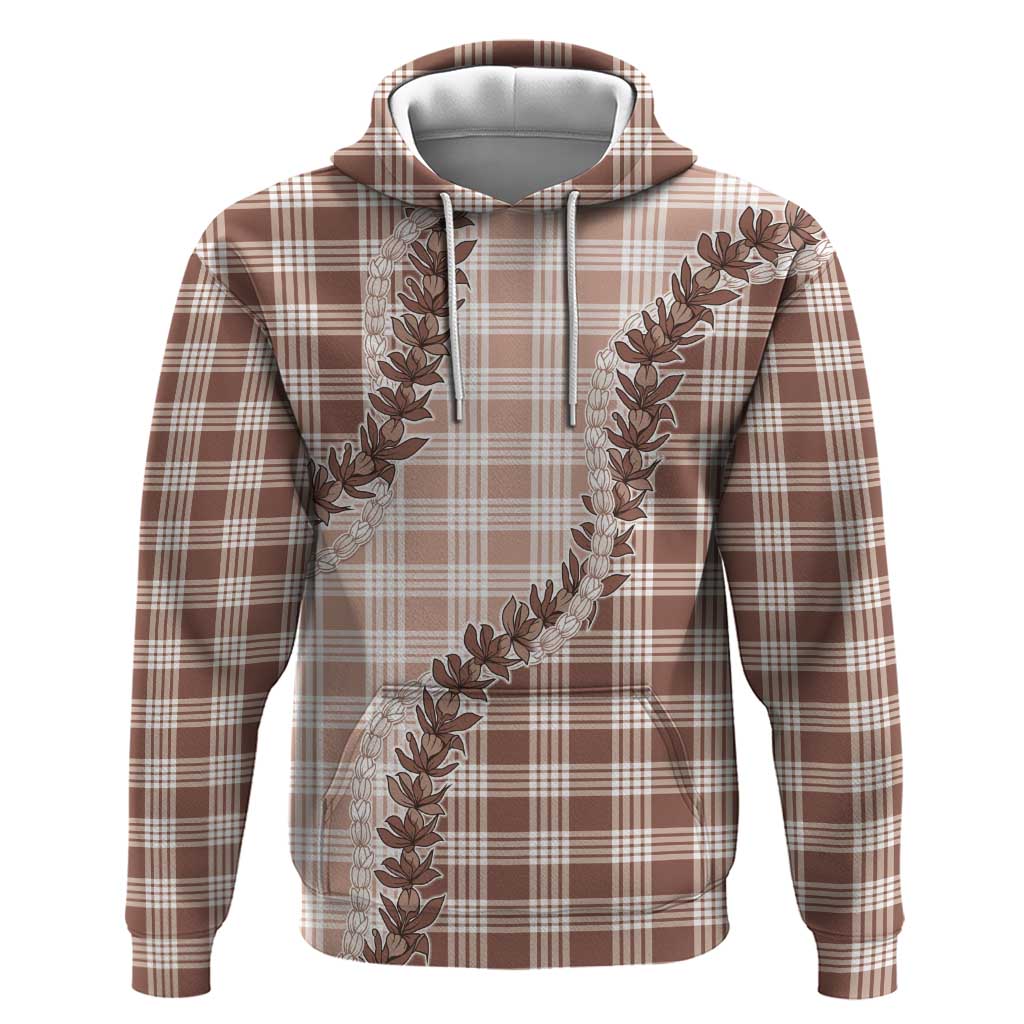 Beige Hawaii Palaka Hoodie Hawaiian Pikake Lei LT05 Pullover Hoodie Beige - Polynesian Pride