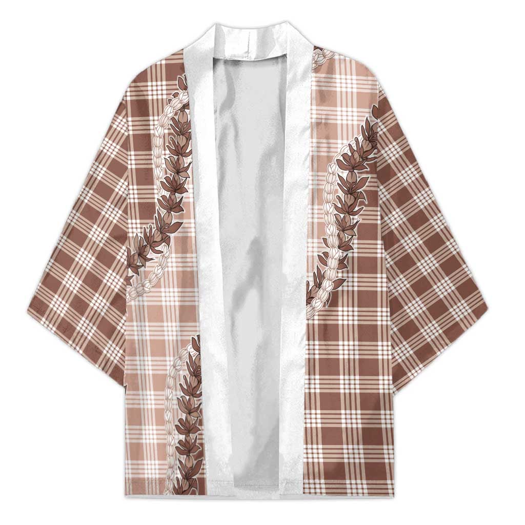 Beige Hawaii Palaka Kimono Hawaiian Pikake Lei LT05 Unisex Beige - Polynesian Pride