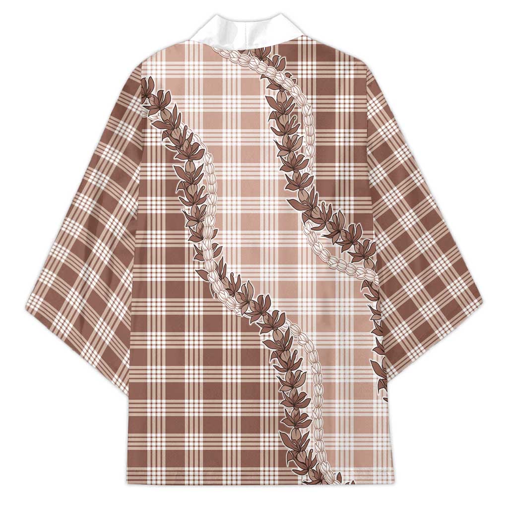 Beige Hawaii Palaka Kimono Hawaiian Pikake Lei LT05 - Polynesian Pride
