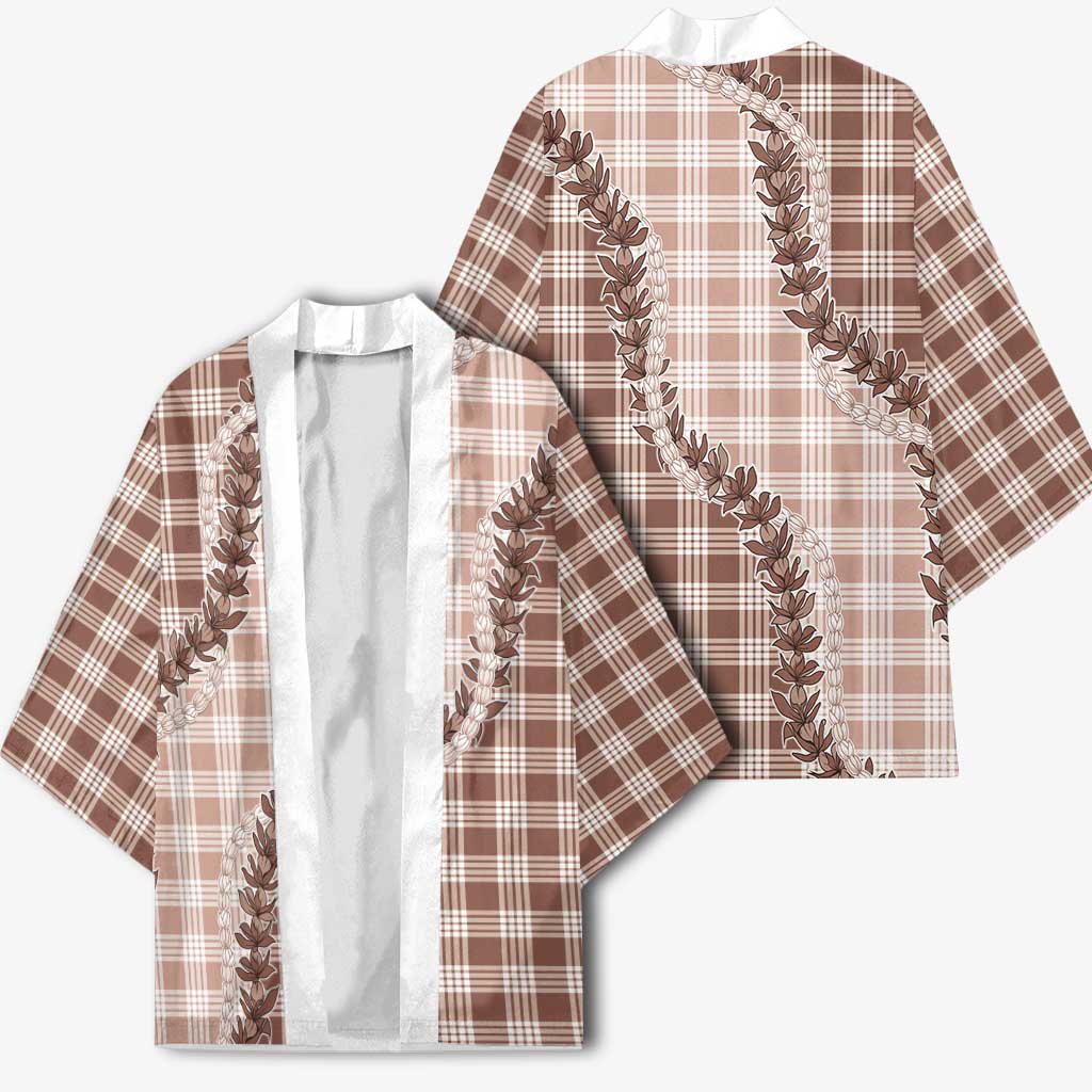 Beige Hawaii Palaka Kimono Hawaiian Pikake Lei LT05 - Polynesian Pride