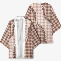 Beige Hawaii Palaka Kimono Hawaiian Pikake Lei LT05 - Polynesian Pride