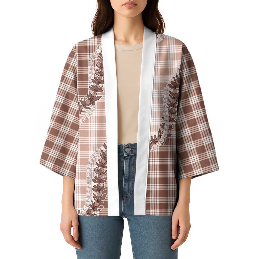Beige Hawaii Palaka Kimono Hawaiian Pikake Lei LT05 - Polynesian Pride