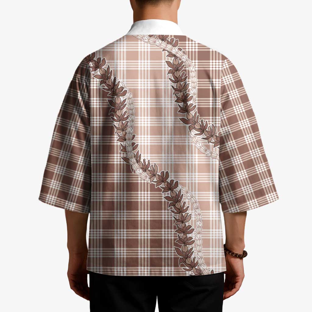 Beige Hawaii Palaka Kimono Hawaiian Pikake Lei LT05 - Polynesian Pride