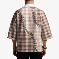 Beige Hawaii Palaka Kimono Hawaiian Pikake Lei LT05 - Polynesian Pride