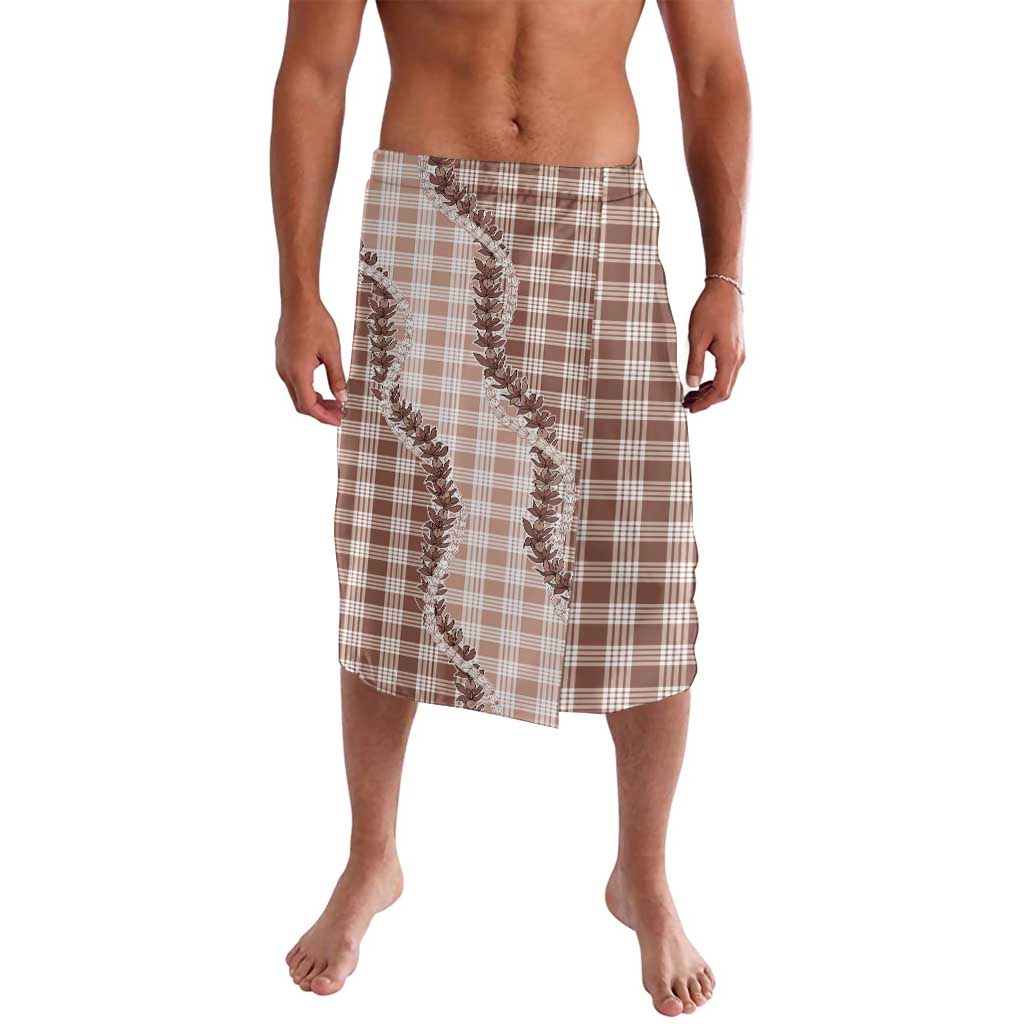 Beige Hawaii Palaka Lavalava Hawaiian Pikake Lei LT05 Beige - Polynesian Pride