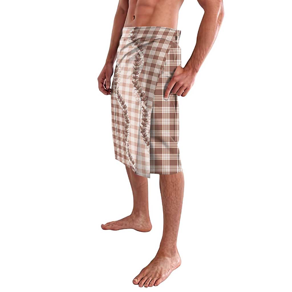 Beige Hawaii Palaka Lavalava Hawaiian Pikake Lei LT05 - Polynesian Pride