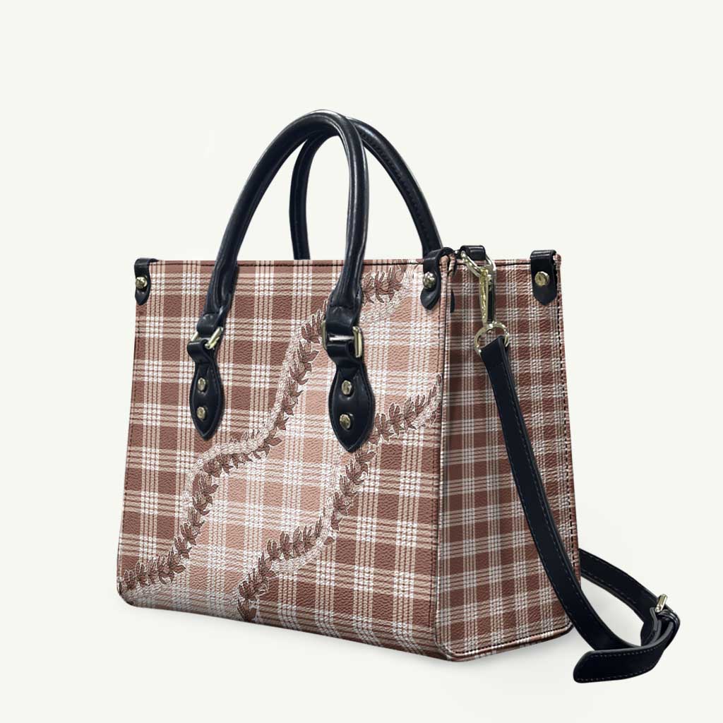 Beige Hawaii Palaka Leather Bag Hawaiian Pikake Lei LT05 Beige - Polynesian Pride
