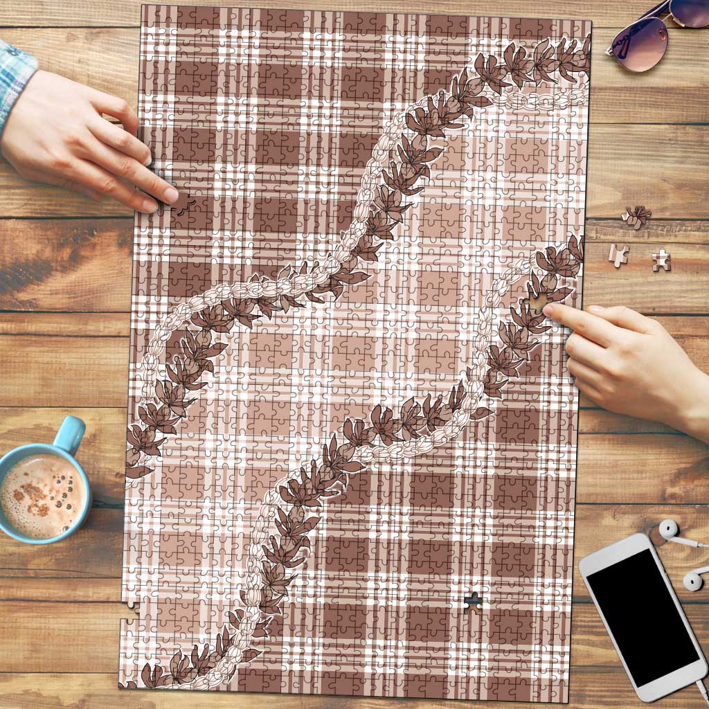 Beige Hawaii Palaka Puzzle Hawaiian Pikake Lei LT05 Beige - Polynesian Pride