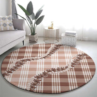 Beige Hawaii Palaka Round Carpet Hawaiian Pikake Lei LT05 - Polynesian Pride