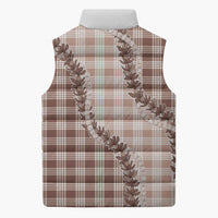 Beige Hawaii Palaka Sleeveless Puffer Jacket Hawaiian Pikake Lei LT05 - Polynesian Pride
