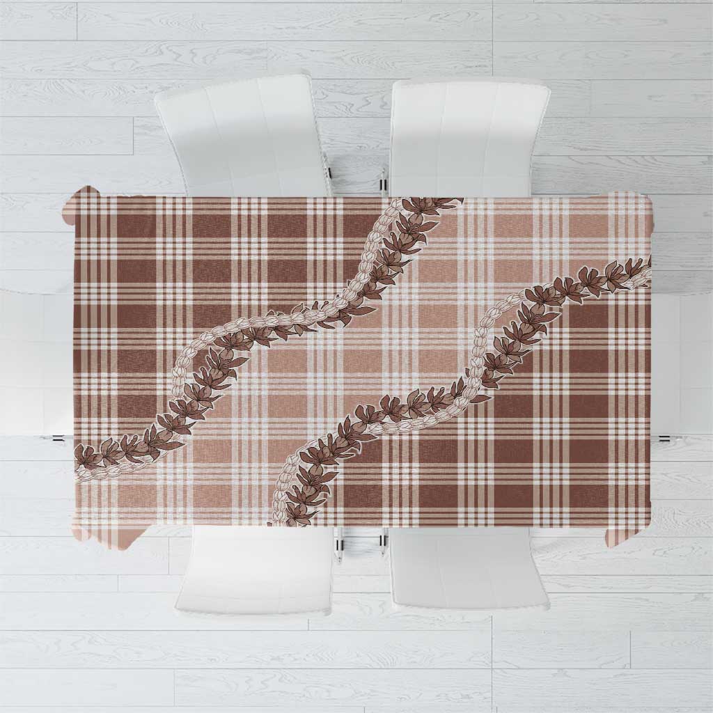 Beige Hawaii Palaka Tablecloth Hawaiian Pikake Lei LT05 Beige - Polynesian Pride