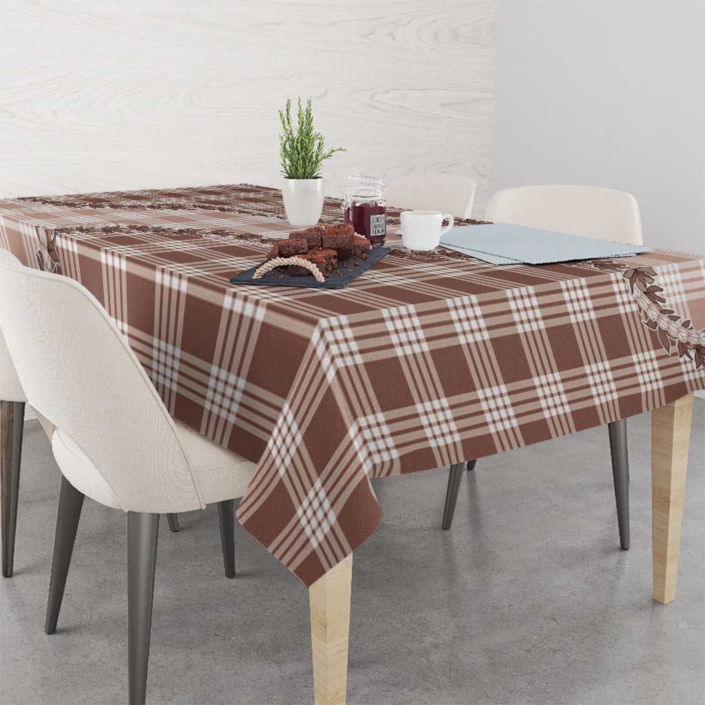 Beige Hawaii Palaka Tablecloth Hawaiian Pikake Lei LT05 - Polynesian Pride