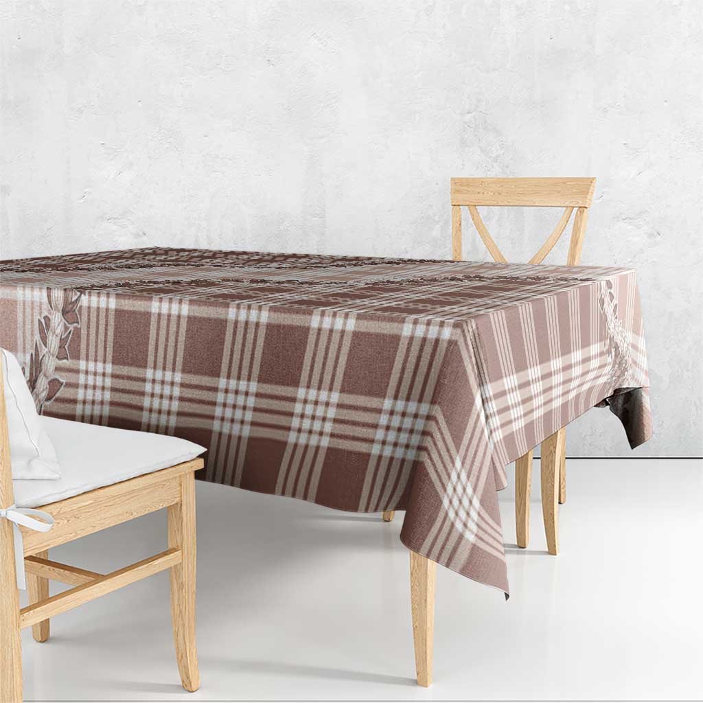 Beige Hawaii Palaka Tablecloth Hawaiian Pikake Lei LT05 - Polynesian Pride