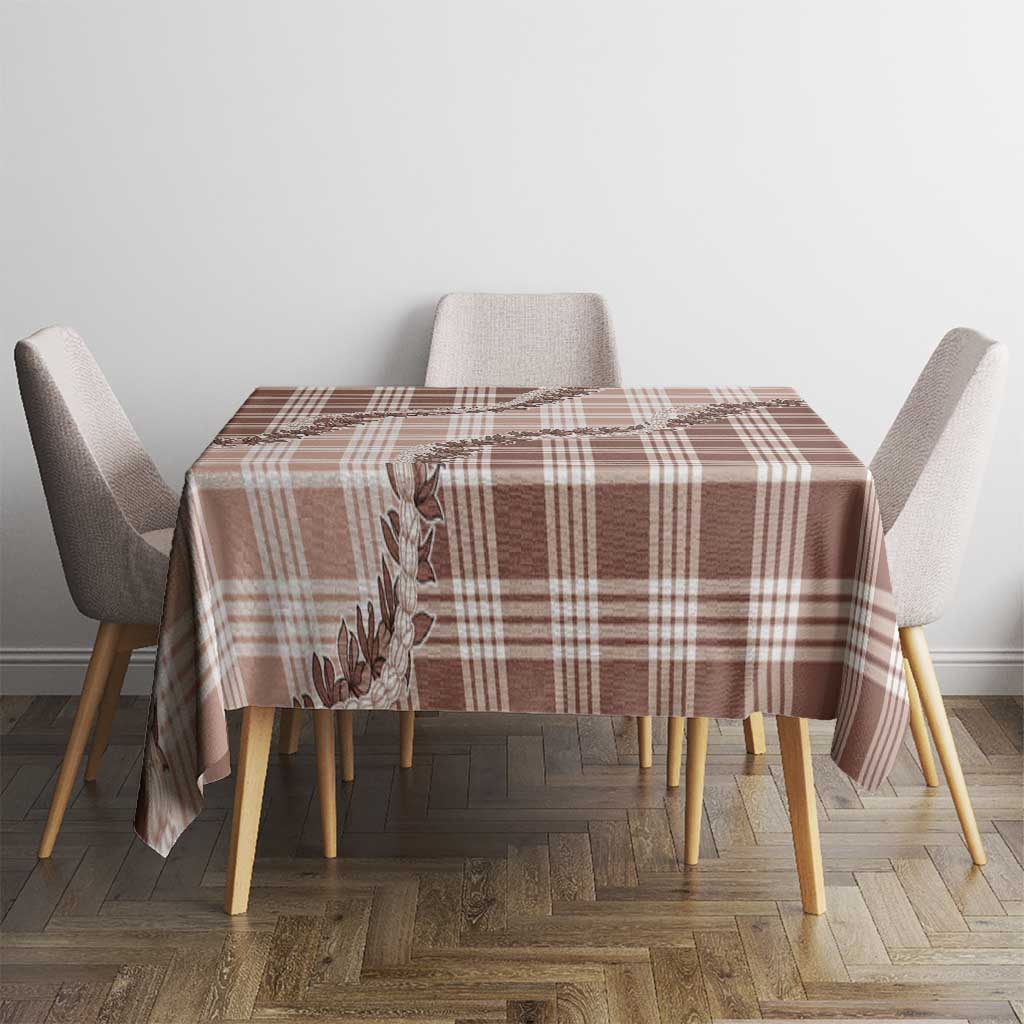 Beige Hawaii Palaka Tablecloth Hawaiian Pikake Lei LT05 - Polynesian Pride