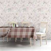 Beige Hawaii Palaka Tablecloth Hawaiian Pikake Lei LT05 - Polynesian Pride