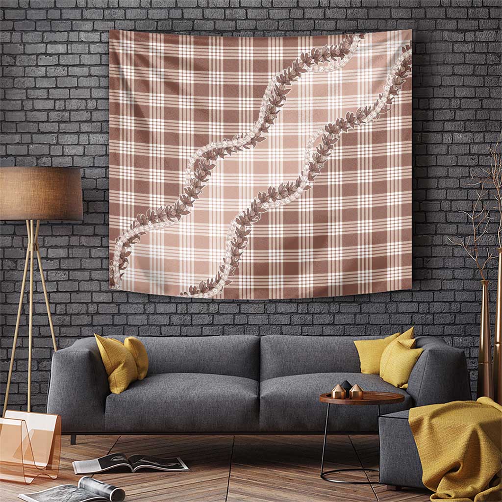 Beige Hawaii Palaka Tapestry Hawaiian Pikake Lei LT05 Beige - Polynesian Pride