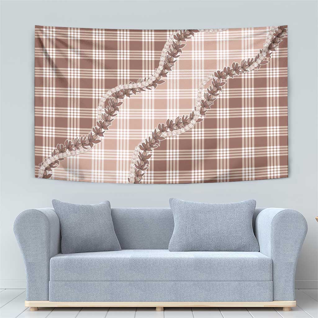 Beige Hawaii Palaka Tapestry Hawaiian Pikake Lei LT05 - Polynesian Pride