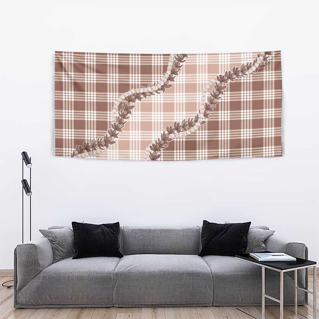 Beige Hawaii Palaka Tapestry Hawaiian Pikake Lei LT05 - Polynesian Pride