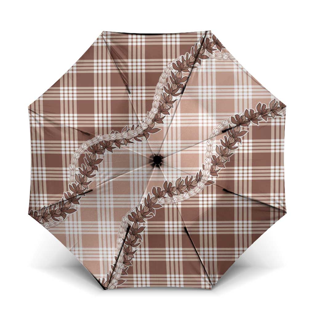 Beige Hawaii Palaka Umbrella Hawaiian Pikake Lei LT05 One Size Folded 11.42 inch Opened Diameter 37.4 inch Beige - Polynesian Pride
