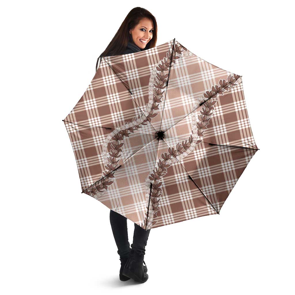 Beige Hawaii Palaka Umbrella Hawaiian Pikake Lei LT05 - Polynesian Pride