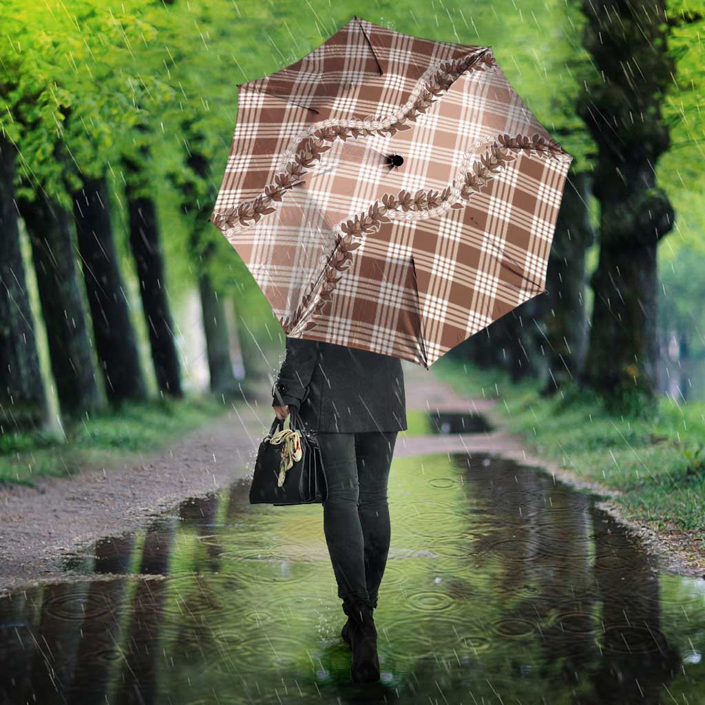 Beige Hawaii Palaka Umbrella Hawaiian Pikake Lei LT05 - Polynesian Pride