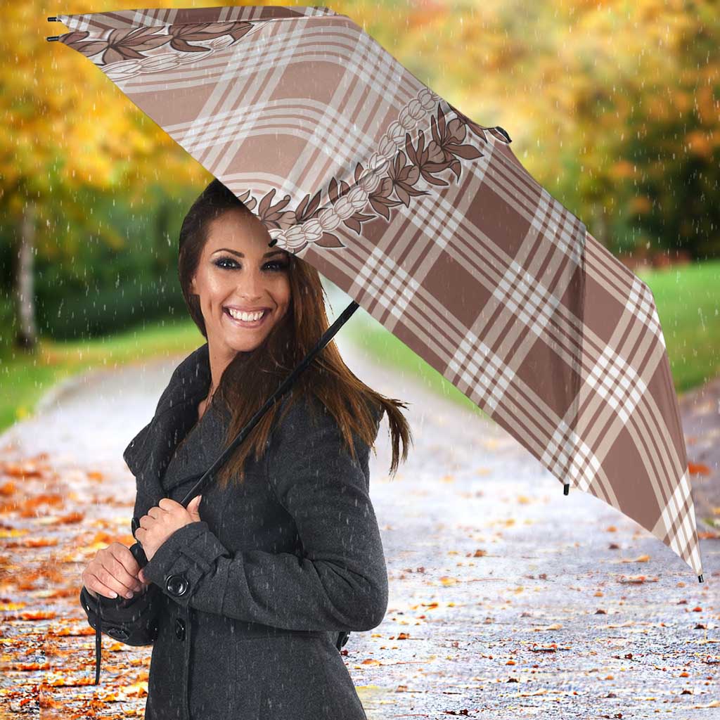 Beige Hawaii Palaka Umbrella Hawaiian Pikake Lei LT05 - Polynesian Pride