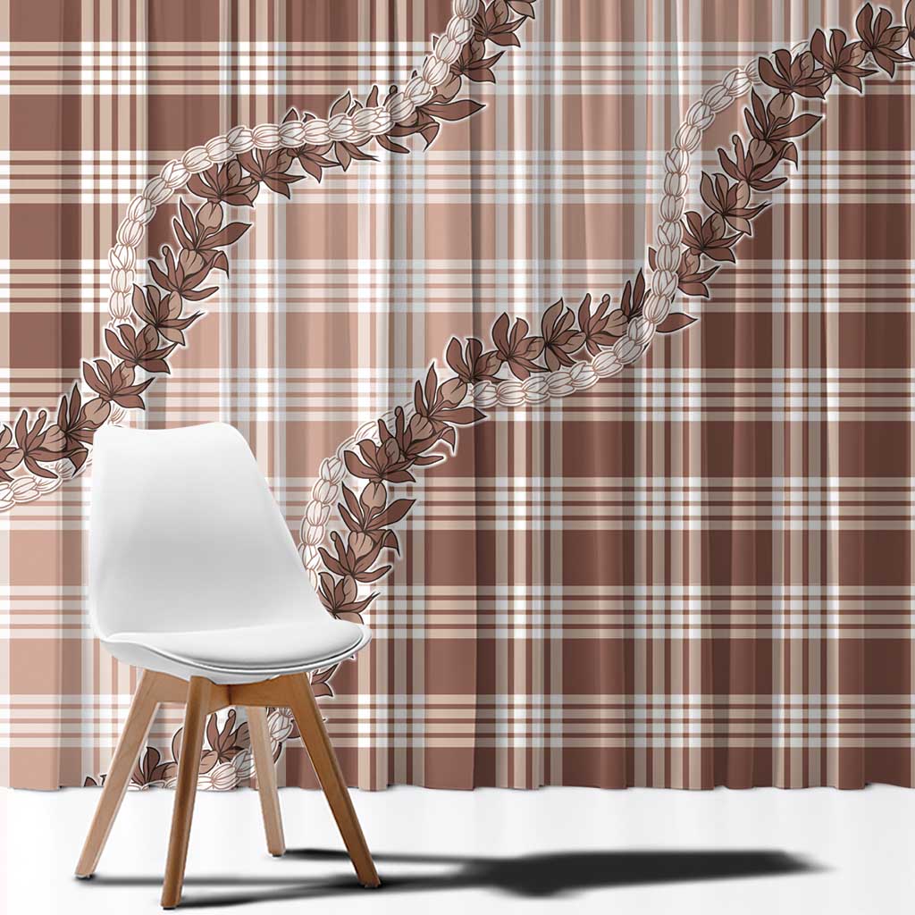Beige Hawaii Palaka Window Curtain Hawaiian Pikake Lei LT05 - Polynesian Pride