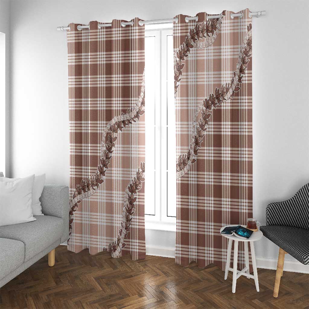 Beige Hawaii Palaka Window Curtain Hawaiian Pikake Lei LT05 With Grommets Beige - Polynesian Pride