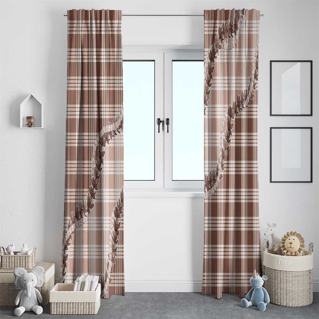 Beige Hawaii Palaka Window Curtain Hawaiian Pikake Lei LT05 - Polynesian Pride