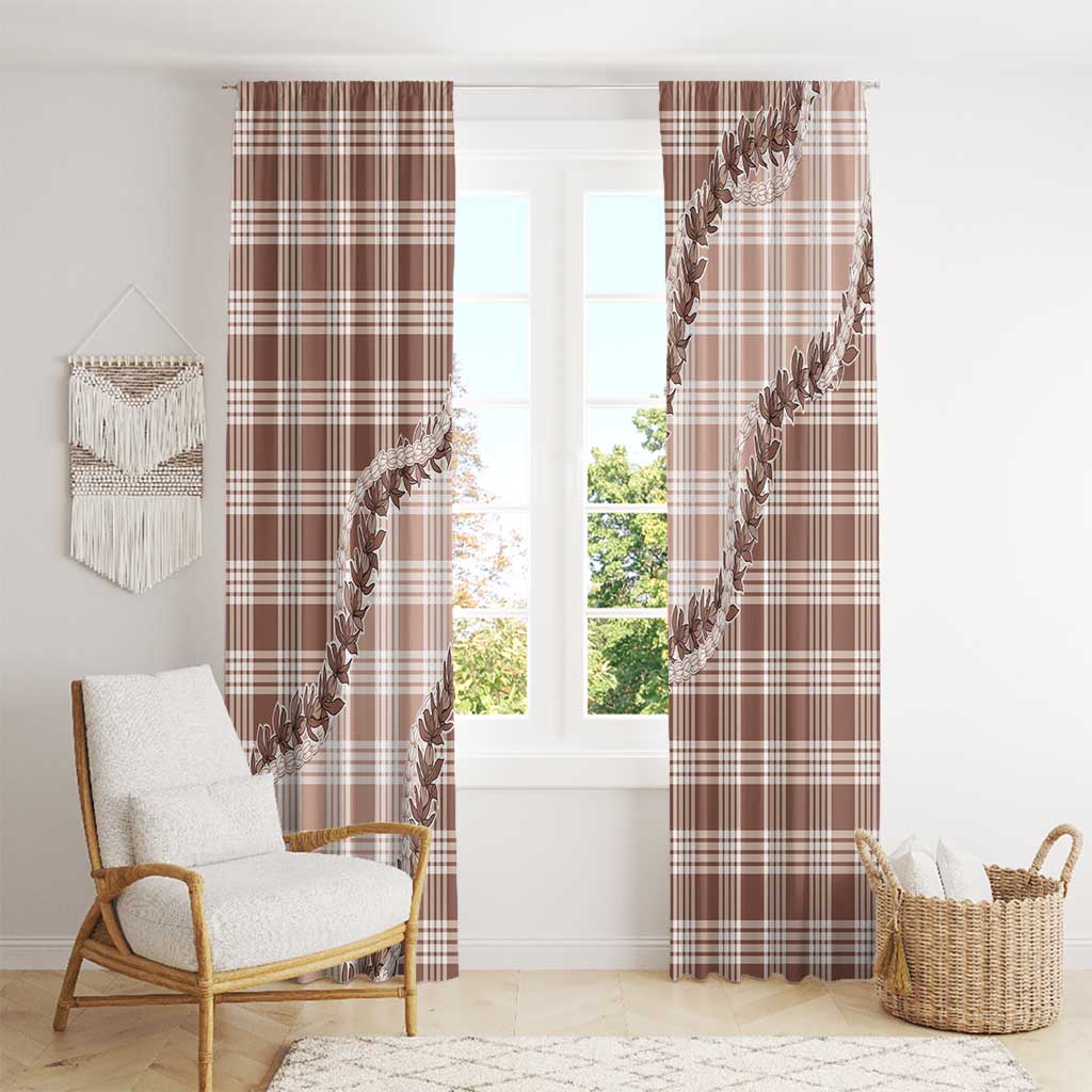 Beige Hawaii Palaka Window Curtain Hawaiian Pikake Lei LT05 - Polynesian Pride