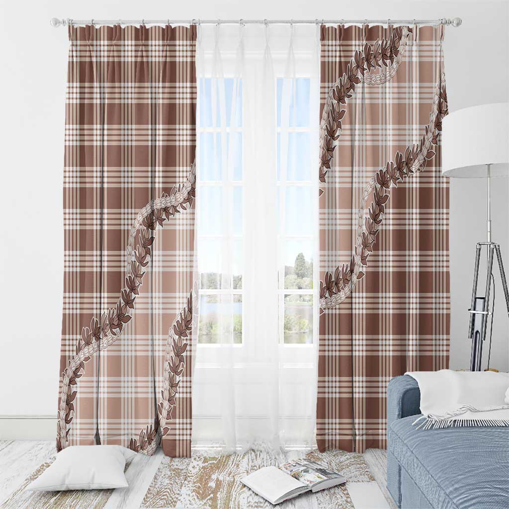 Beige Hawaii Palaka Window Curtain Hawaiian Pikake Lei LT05 - Polynesian Pride