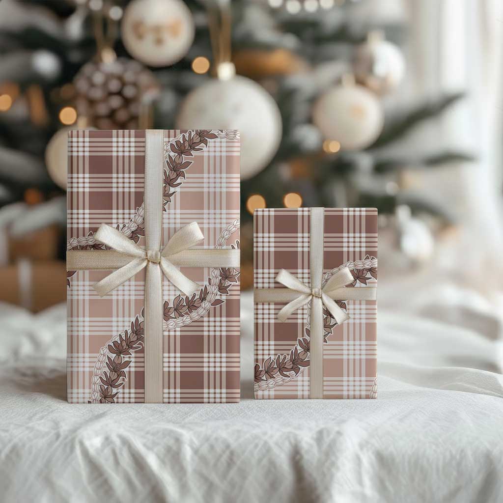 Beige Hawaii Palaka Wrapping Paper Hawaiian Pikake Lei LT05 - Polynesian Pride