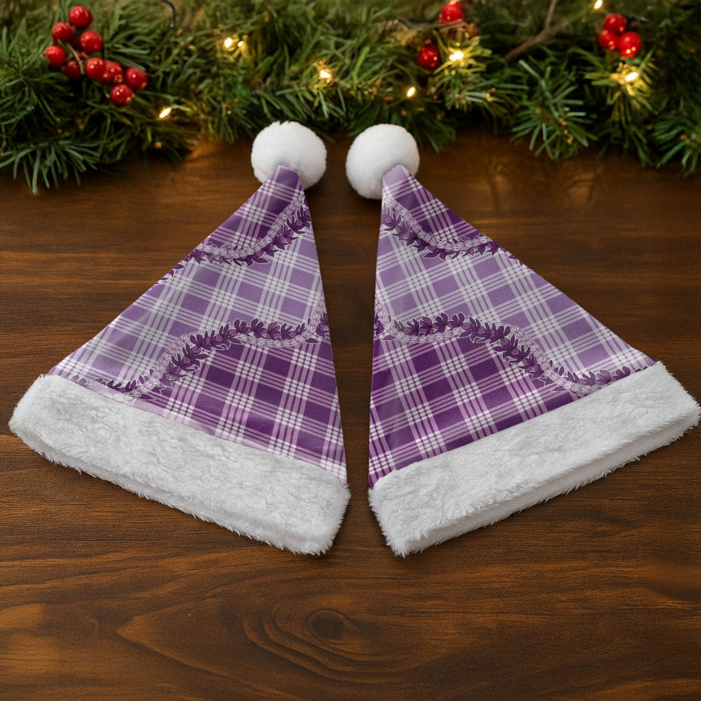 Violet Hawaii Palaka Christmas Santa Hat Hawaiian Pikake Lei