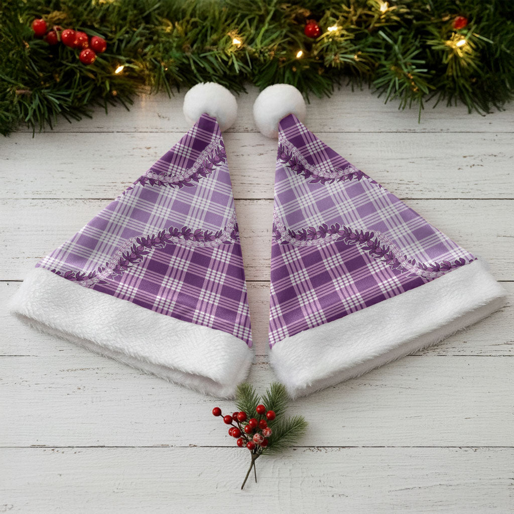 Violet Hawaii Palaka Christmas Santa Hat Hawaiian Pikake Lei