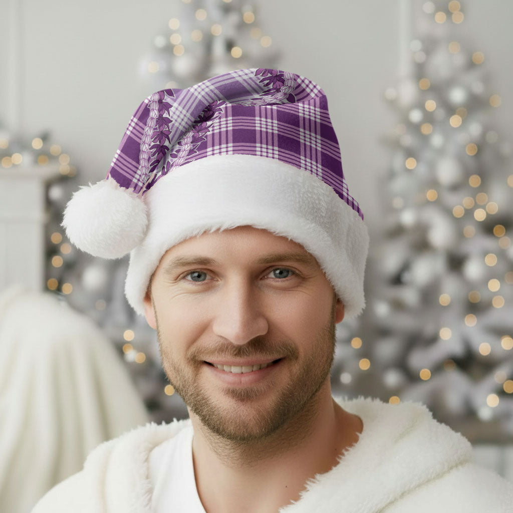Violet Hawaii Palaka Christmas Santa Hat Hawaiian Pikake Lei